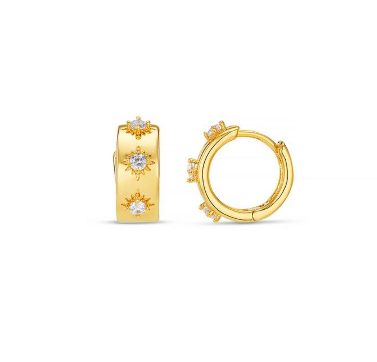 Starburst Embellished Metal Huggie Hoops