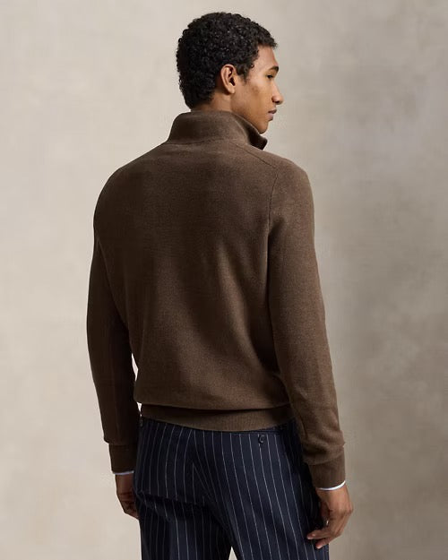 Mesh Knit Cotton Sweater Quarter Zip