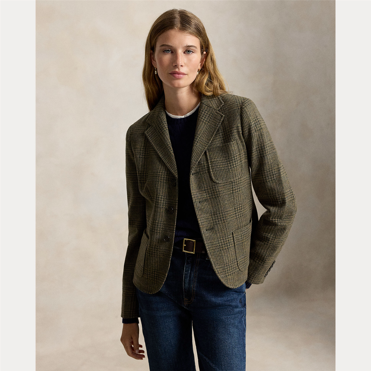 Single Breasted Glen Check Blazer