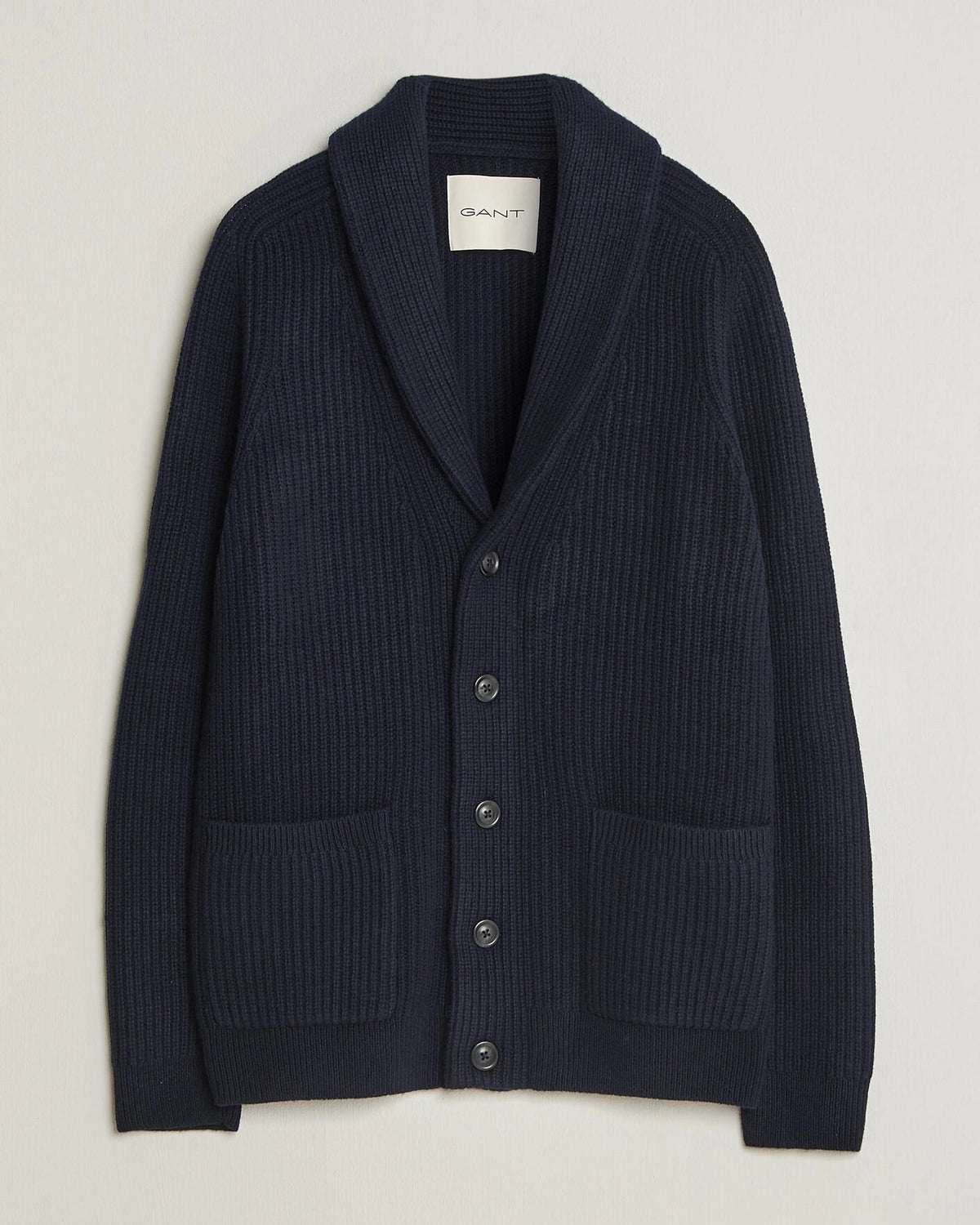 Ribbed Wool Blend Shawl Cardigan