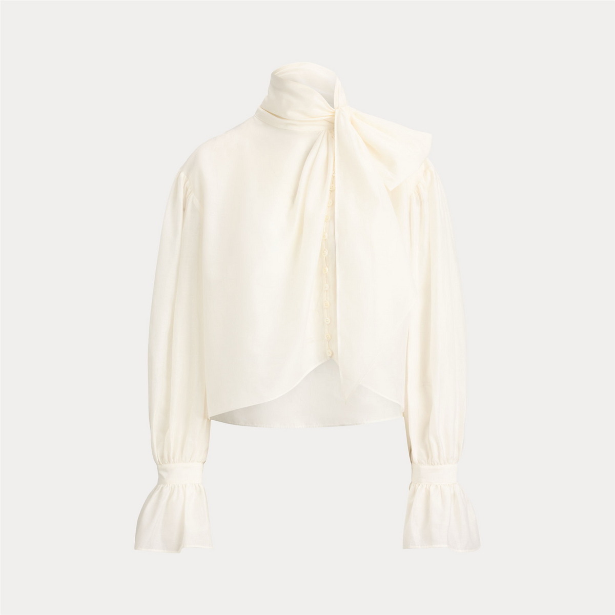 Tie-Bow Organdy Shirt