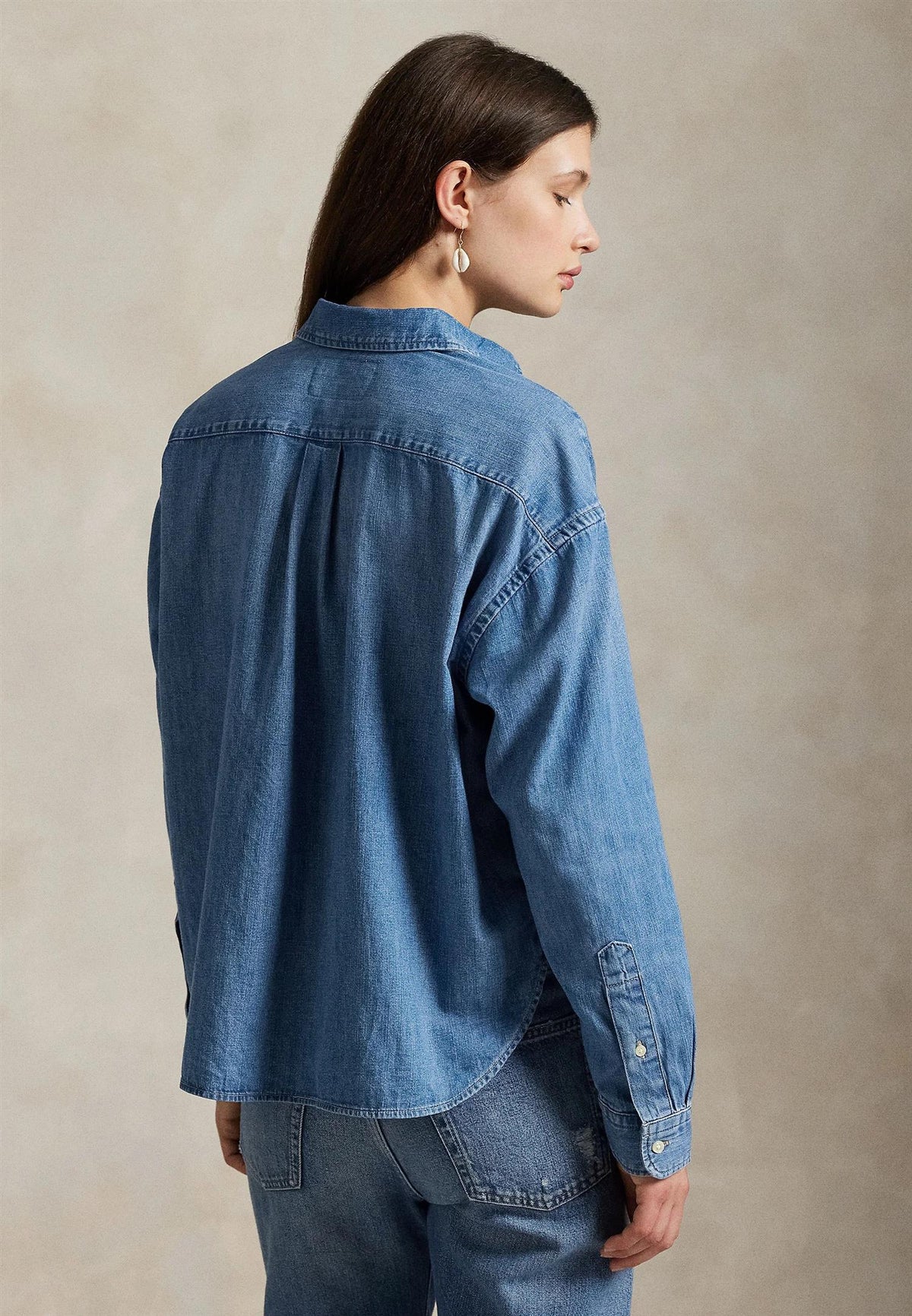 Cropped Boxy Denim Shirt