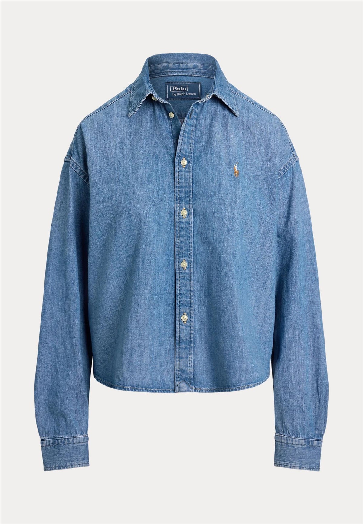 Cropped Boxy Denim Shirt