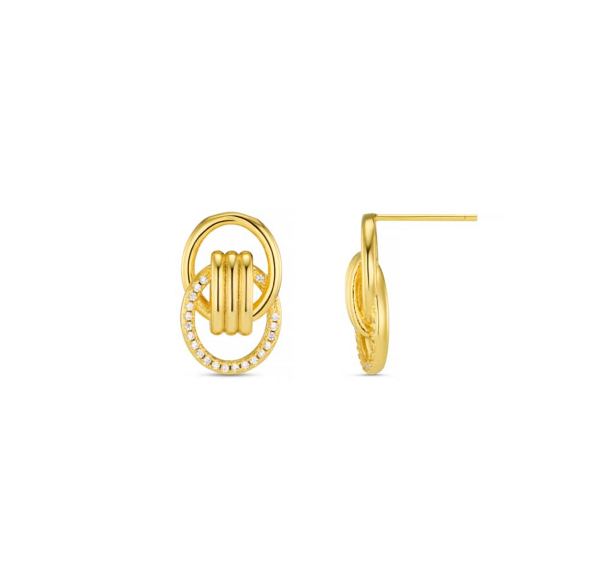 Fine Interlockin Pave Stud Earrings