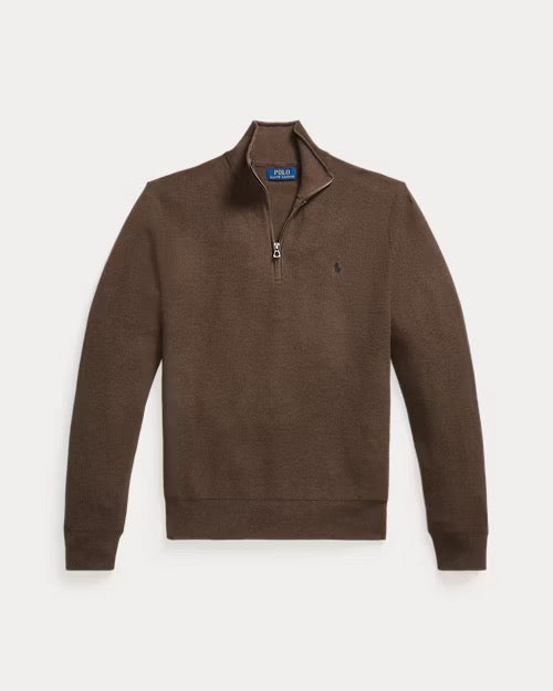 Mesh Knit Cotton Sweater Quarter Zip