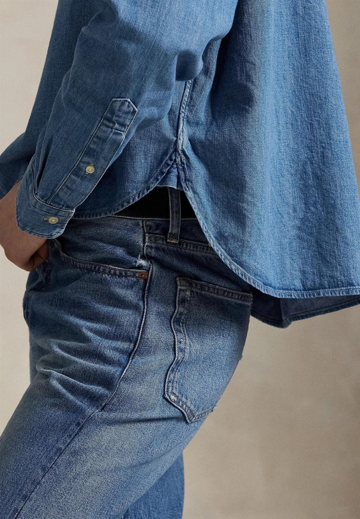 Cropped Boxy Denim Shirt