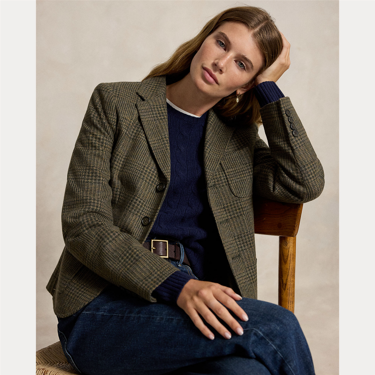 Single Breasted Glen Check Blazer