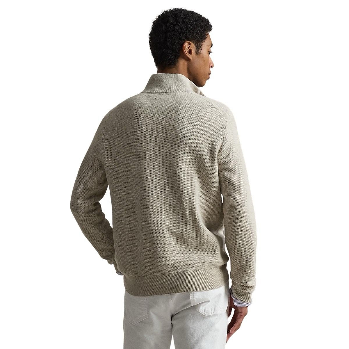 Mesh Knit Cotton Sweater Quarter Zip