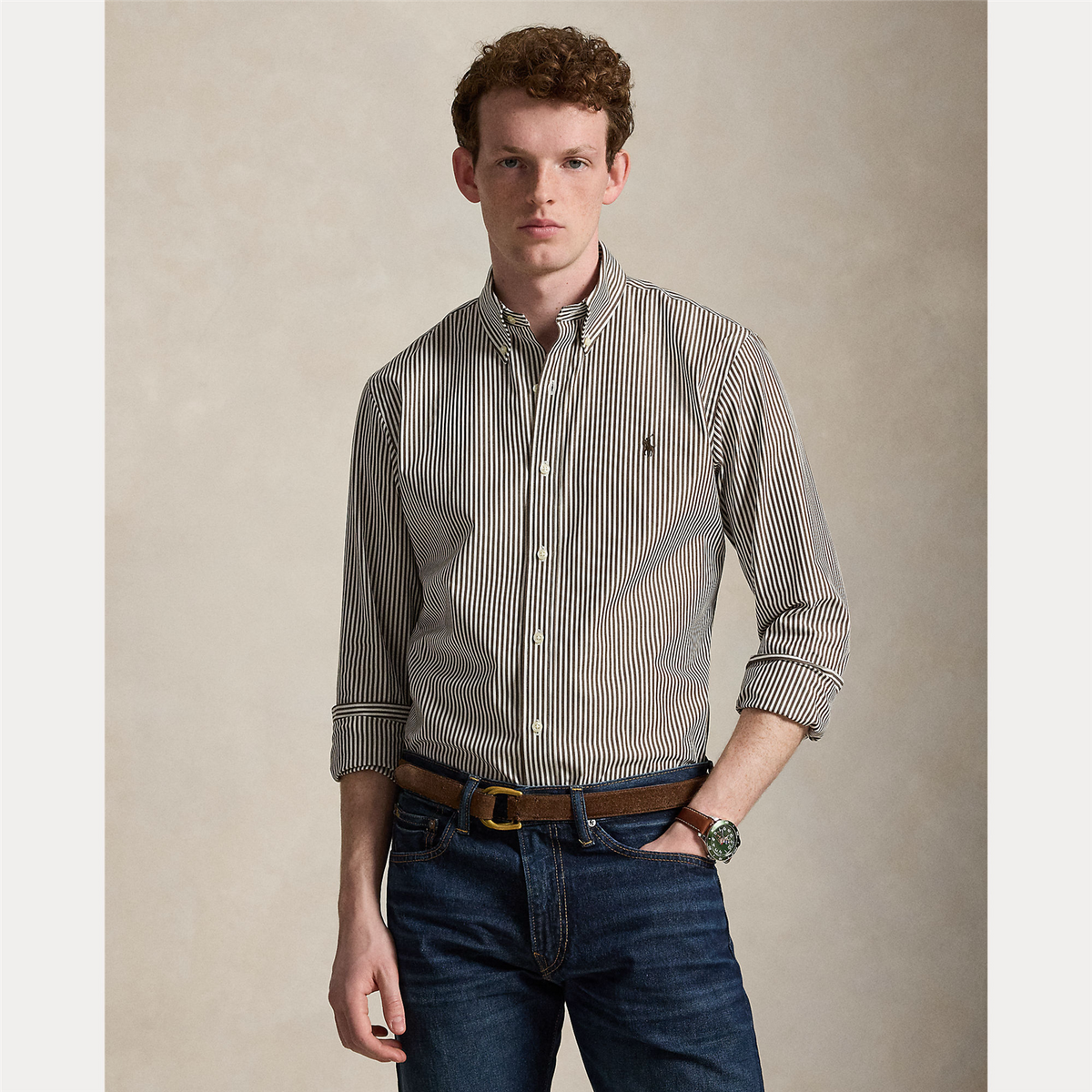 Cusom Fit Striped Poplin Stretch