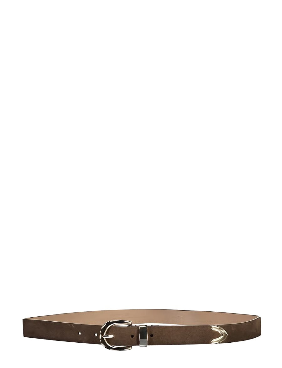 Suede metal tip belt