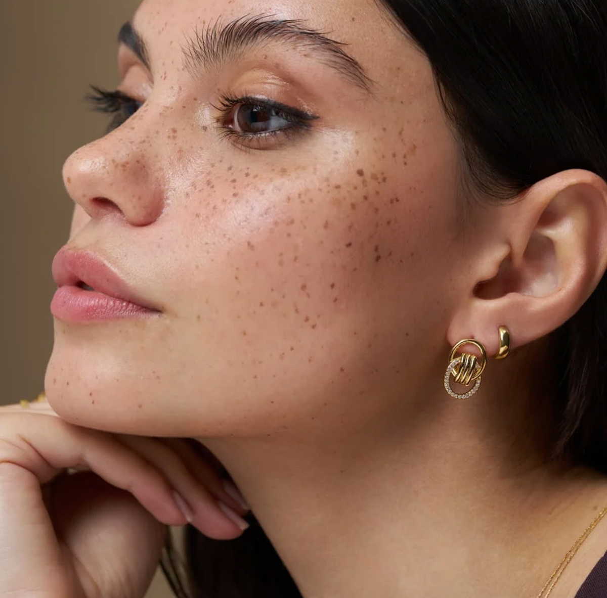 Fine Interlockin Pave Stud Earrings