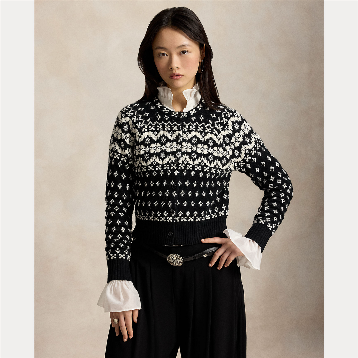 FAR ISLE WOOL BLEND CARDIGAN