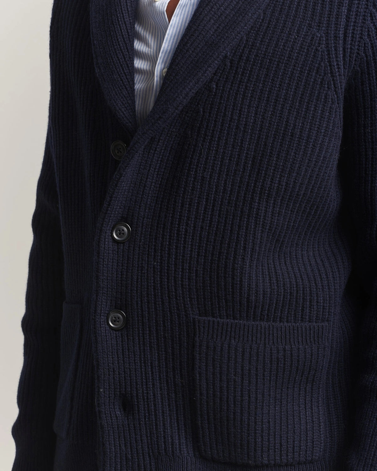 Ribbed Wool Blend Shawl Cardigan