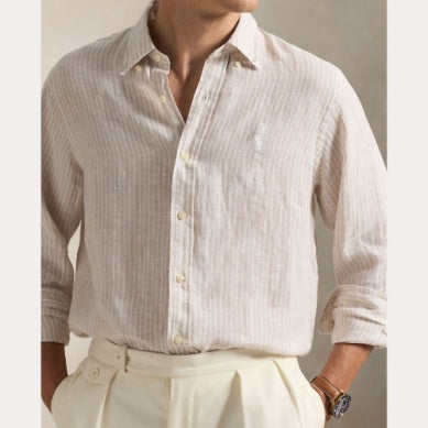 Custom Fit Striped Linen Shirt
