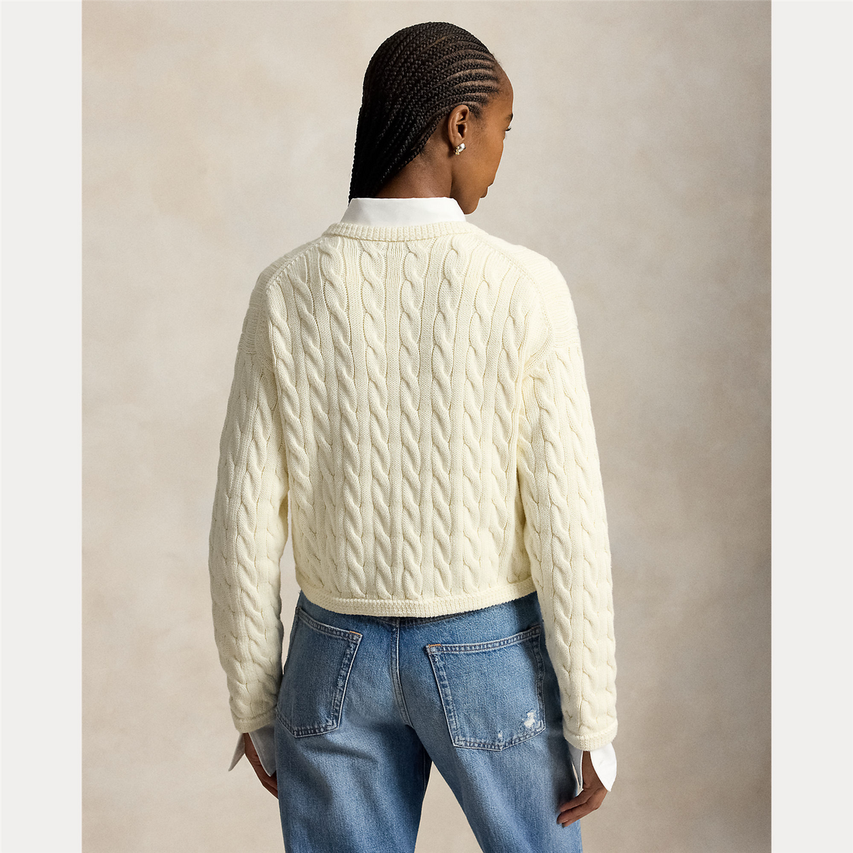 Cable-Knit Cotton Blend  Cardigan