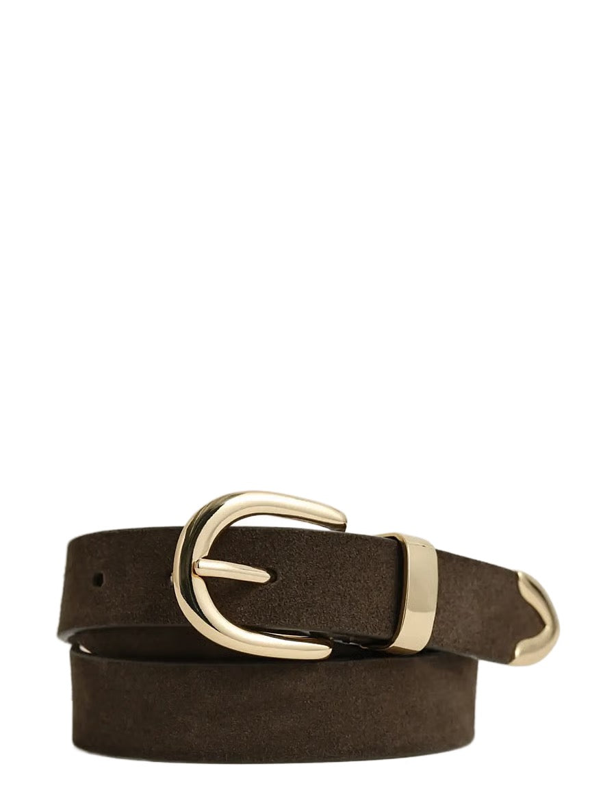 Suede metal tip belt